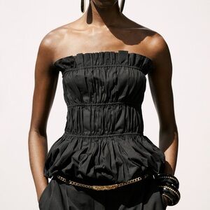 Mango Ruched Strapless Top